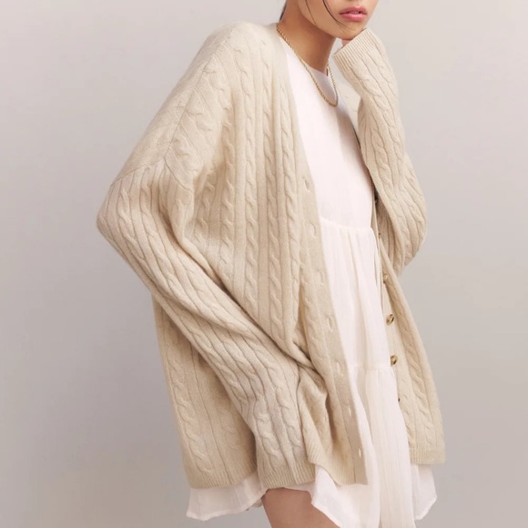 Reformation | Sweaters | Reformation Giusta Oversized Cashmere Cardigan  Sweater Beige Small Nwt | Poshmark